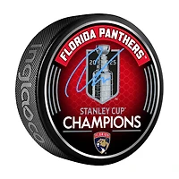 Rondelle de hockey autographiée par Carter Verhaeghe, champion de la Coupe Stanley 2025 des Panthers de la Floride