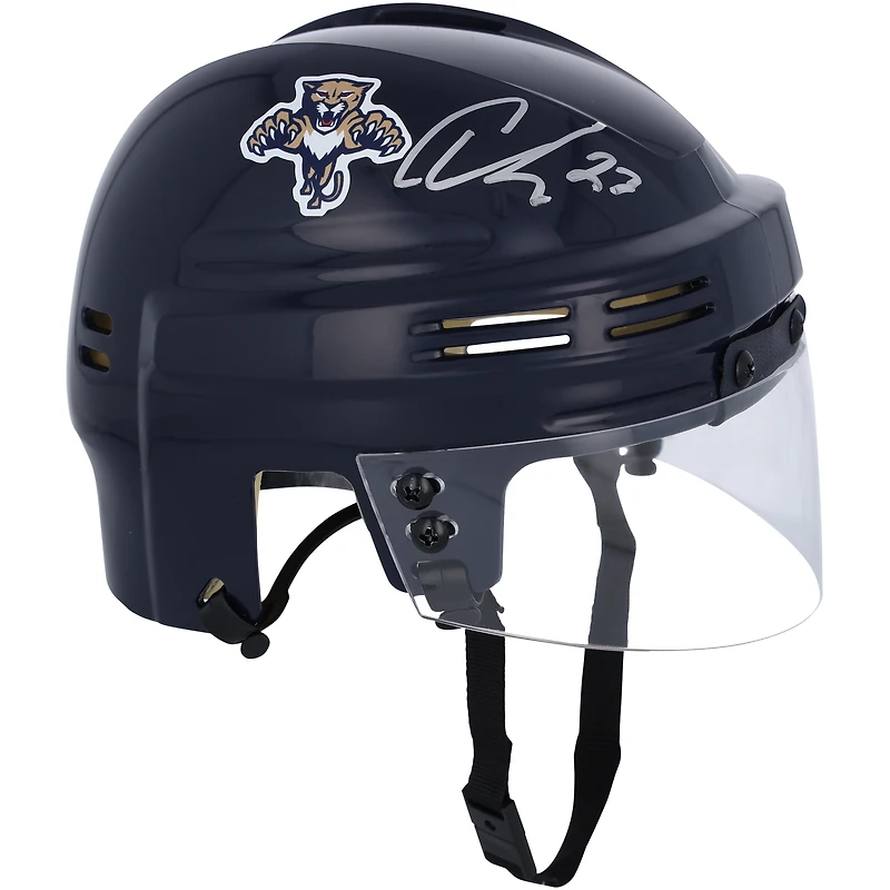 Carter Verhaeghe Florida Panthers Mini casque dédicacé SportsStar bleu marine