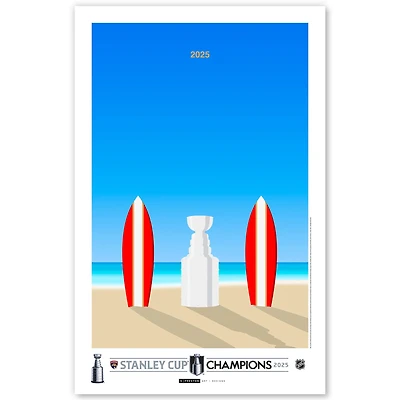 Affiche minimaliste des Panthers de la Floride, champions de la Coupe Stanley 2025 (11 x 43 cm)