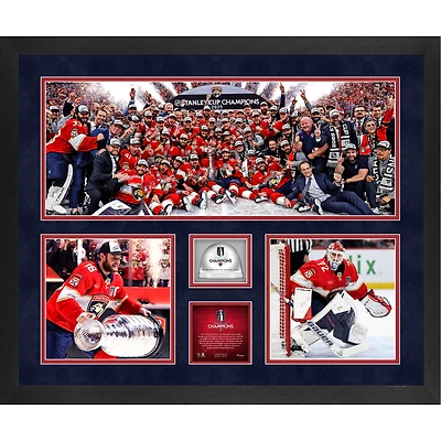Florida Panthers 2025 Stanley Cup Champions Framed 20'' x 24'' 3-Photograph Collage with Game-Used Ice from the 2025 Stanley Cup Final - Limited Edition of 2025