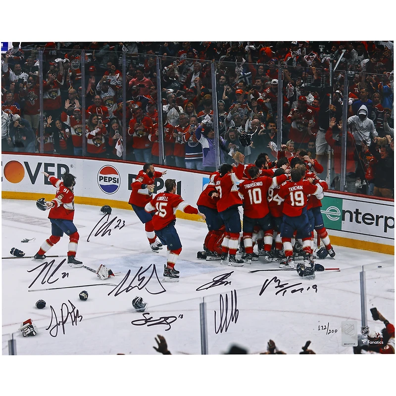 Florida Panthers Autographed 2024 Stanley Cup Champions 16" x 20" Celebration Photograph with Multiple Signatures - Limited Edition of 200