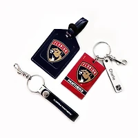 Panthers de la Floride - Coffret cadeau trois pièces en cuir avec étiquette personnalisée