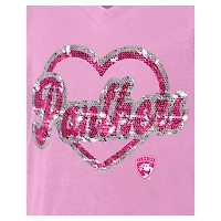 T-shirt à col en V sequins roses pour fille New Era Florida Panthers