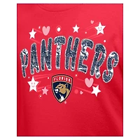 Girl's Youth New Era  Red Florida Panthers Flip Sequin T-Shirt