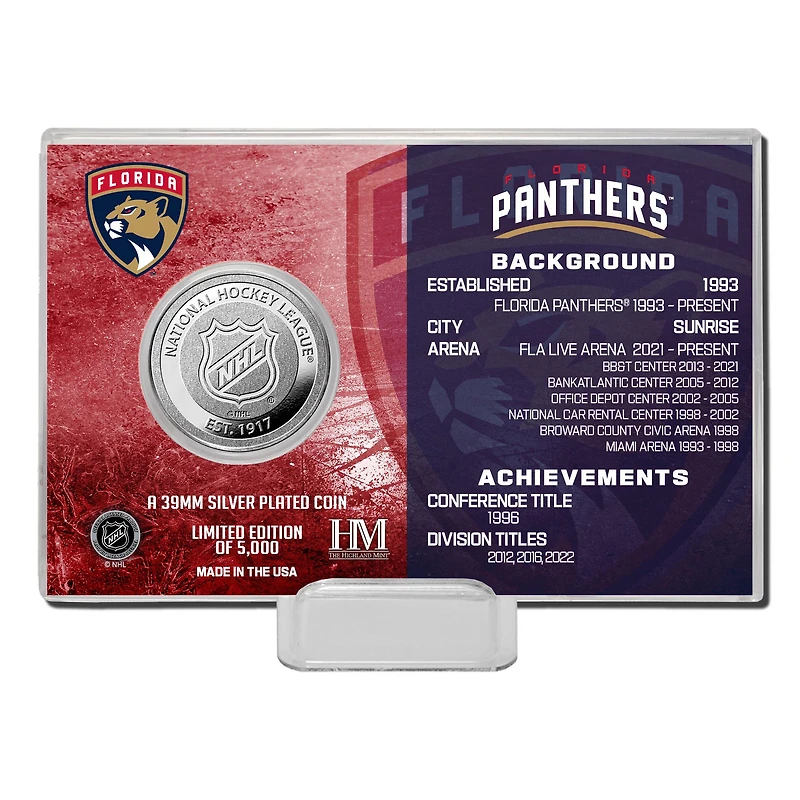 Highland Mint Florida Panthers Histoire de l'équipe - Coin Card