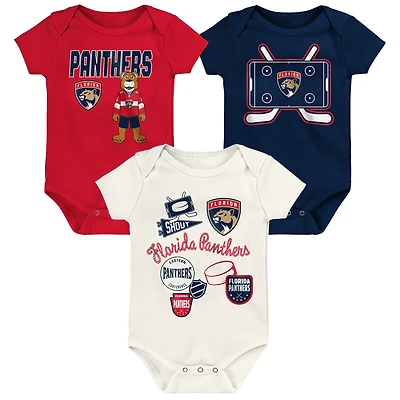 Ensemble de trois bodies Outerstuff Florida Panthers Littlest Player pour bébés et nouveau-nés
