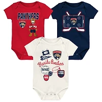 Ensemble de trois bodies Outerstuff Florida Panthers Littlest Player pour bébés et nouveau-nés