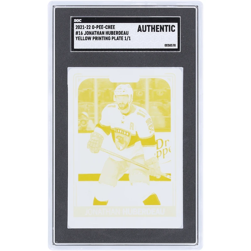 Jonathan Huberdeau Florida Panthers 2021-22 Upper Deck O-Pee-Hockey Yellow Printing Plate #16 #1/1 SGC Authenticated Auth Card