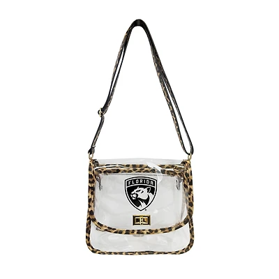 Logo Brands Florida Panthers Leopard Print Trim Clear Purse