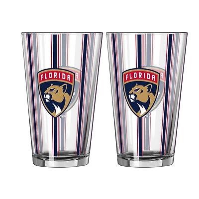Logo Brands Florida Panthers Two-Piece 16oz. Striped Pint Glass Set