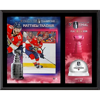 Matthew Tkachuk Florida Panthers Plaque sublimée 12'' x 15'' avec glace utilisée par le match de la finale de la Coupe Stanley 2024 - Édition limitée à 300 exemplaires