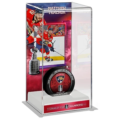 Matthew Tkachuk Florida Panthers  2024 Stanley Cup Champions Logo Deluxe Tall Hockey Puck Case