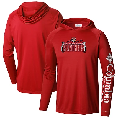 Men's Columbia  Red Florida Panthers Back2Back Champs Omni-Shade Raglan Pullover Hoodie