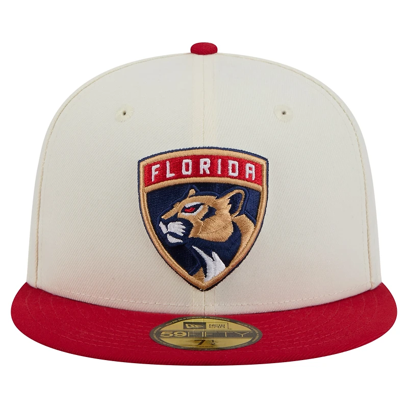 Men's New Era  White Florida Panthers Chrome Two-Toned 59FIFTY Fitted Hat