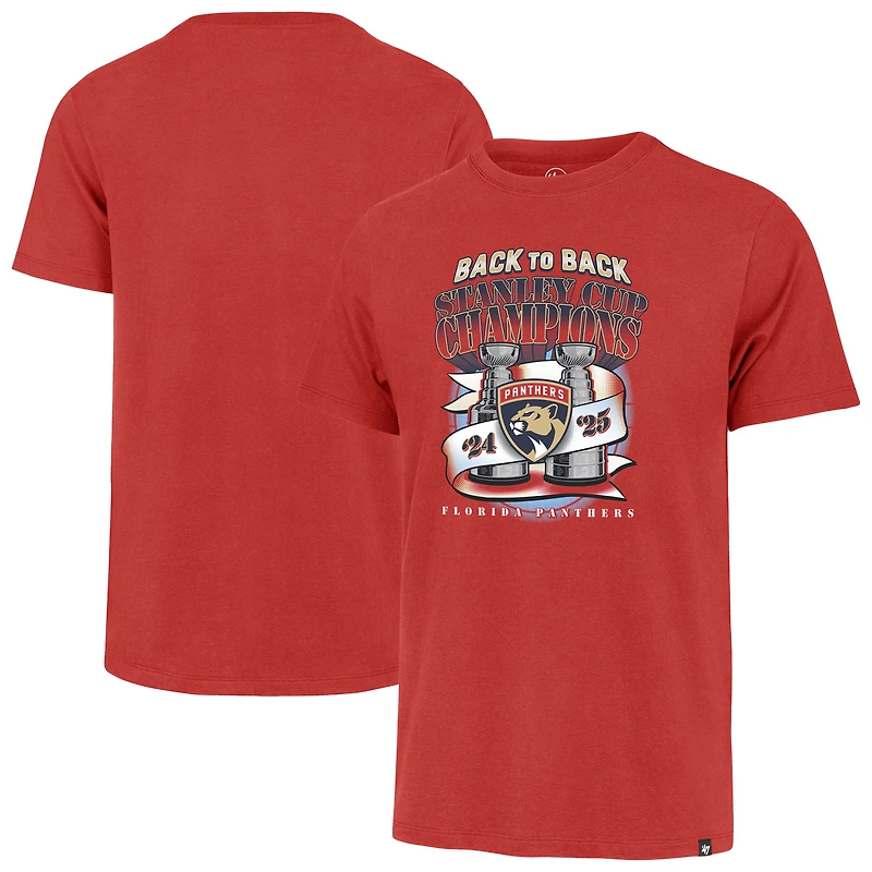 Men's '47  Red Florida Panthers Back-to-Back Double Cup Franklin T-Shirt