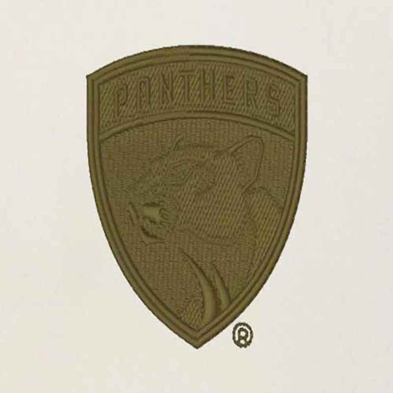 Men's Antigua Cream/Olive Florida Panthers Intrepid Sand Raglan Long Sleeve Hoodie T-Shirt