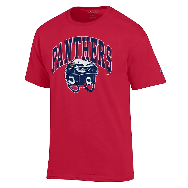 Men's Champion Red Florida Panthers Helmet T-Shirt