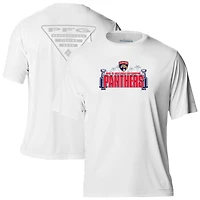 T-shirt Omni-Shade blanc pour homme Columbia, champion de la Coupe Stanley des Panthers Floride, avec plaqueur terminal