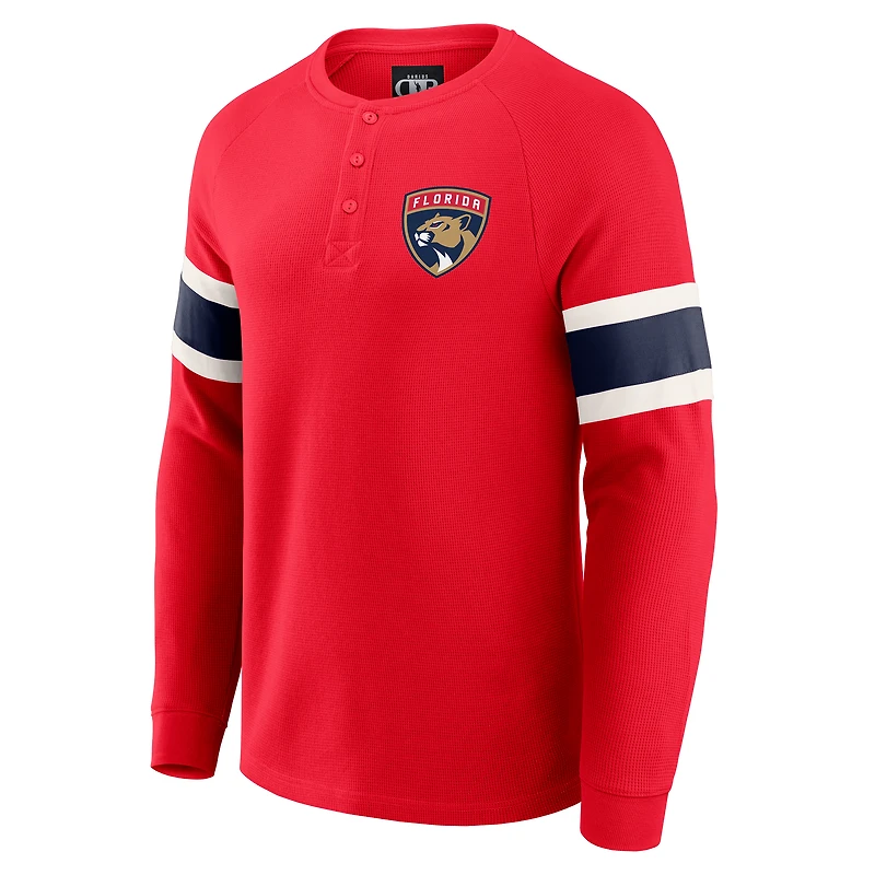 Men's Darius Rucker Collection by Fanatics Red Florida Panthers Waffle-Knit Raglan Long Sleeve Henley T-Shirt