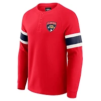 Men's Darius Rucker Collection by Fanatics Red Florida Panthers Waffle-Knit Raglan Long Sleeve Henley T-Shirt