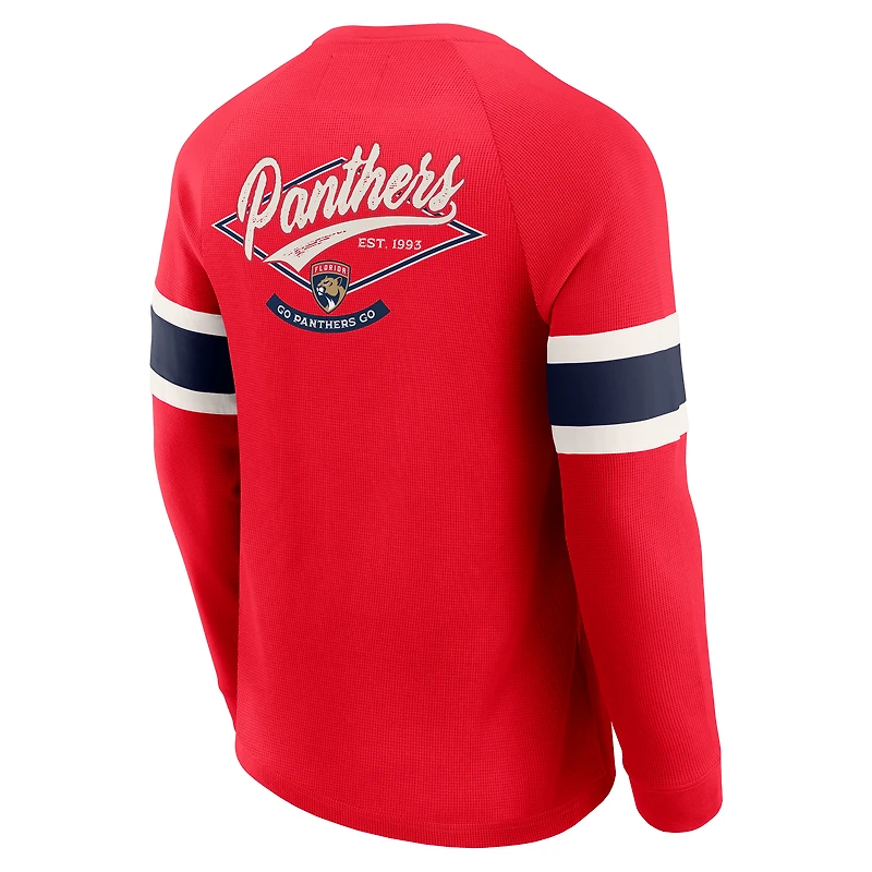 Men's Darius Rucker Collection by Fanatics Red Florida Panthers Waffle-Knit Raglan Long Sleeve Henley T-Shirt