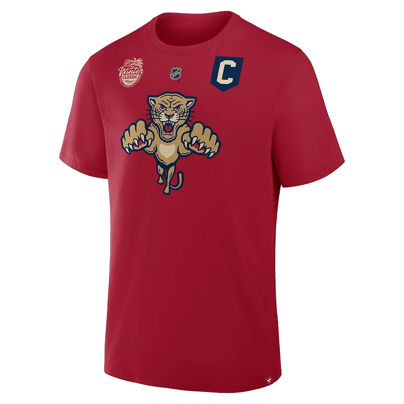 Men's Fanatics Aleksander Barkov Red Florida Panthers 2026 NHL Winter Classic Authentic Stack Name & Number T-Shirt