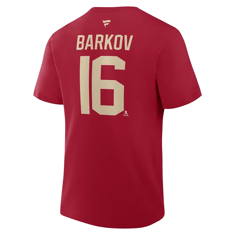 Men's Fanatics Aleksander Barkov Red Florida Panthers 2026 NHL Winter Classic Authentic Stack Name & Number T-Shirt