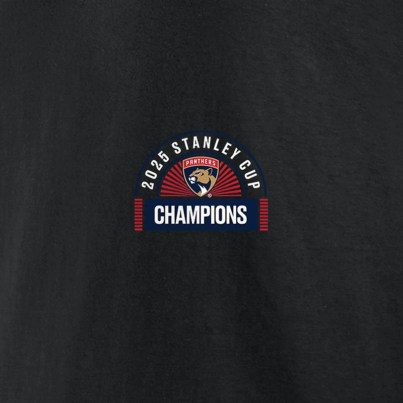 T-shirt Fanatics pour homme, noir, champion de la Coupe Stanley 2025 des Panthers Floride