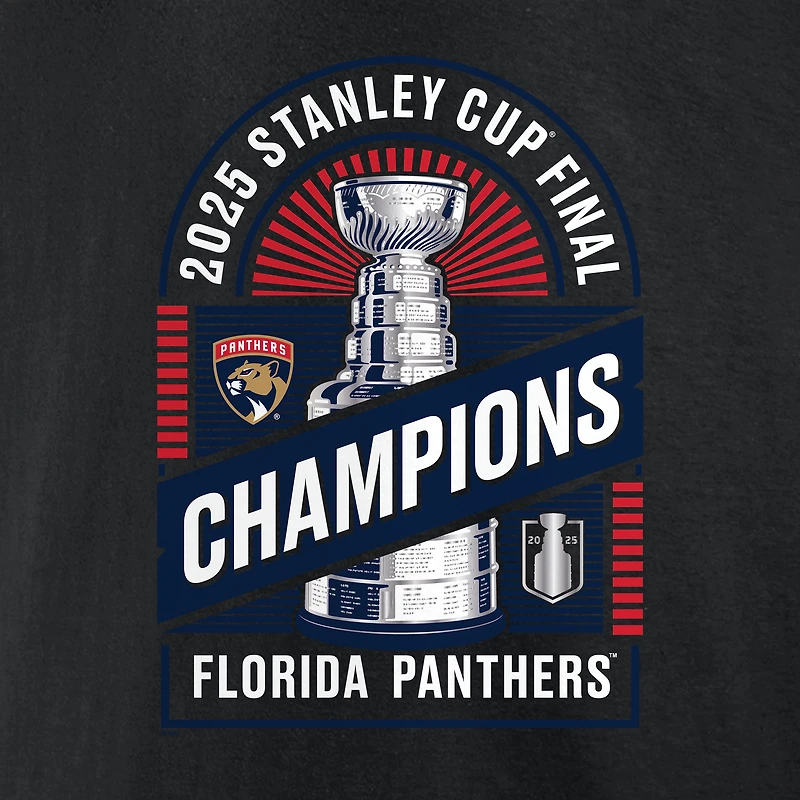 T-shirt Fanatics pour homme, noir, champion de la Coupe Stanley 2025 des Panthers Floride
