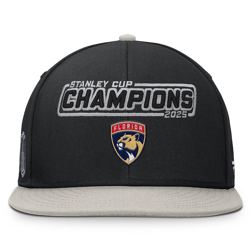 Casquette snapback noire Fanatics pour homme des Panthers de la Floride, champions de la Coupe Stanley 2025