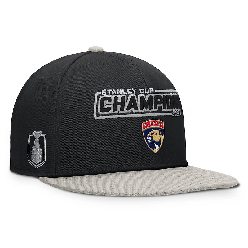 Casquette snapback noire Fanatics pour homme des Panthers de la Floride, champions de la Coupe Stanley 2025