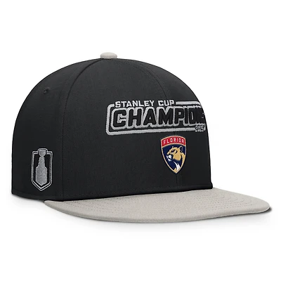 Casquette snapback noire Fanatics pour homme des Panthers de la Floride, champions de la Coupe Stanley 2025