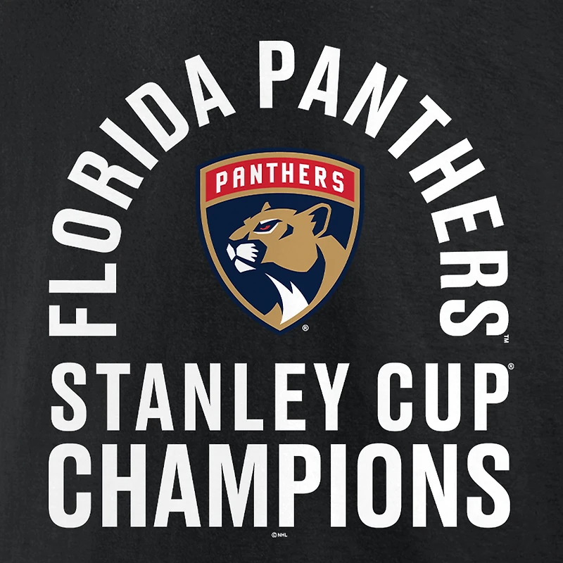 T-shirt à manches longues noir Fanatics pour homme, Panthers de la Floride, doubles champions Coupe Stanley, Conquest