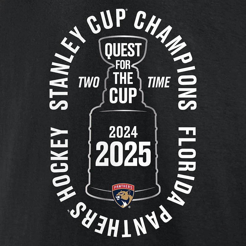 T-shirt à manches longues noir Fanatics pour homme, Panthers de la Floride, doubles champions Coupe Stanley, Conquest