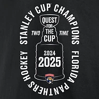 T-shirt à manches longues noir Fanatics pour homme, Panthers de la Floride, doubles champions Coupe Stanley, Conquest