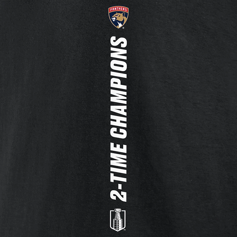 T-shirt à manches longues noir Fanatics pour homme, Panthers de la Floride, doubles champions Coupe Stanley, Conquest
