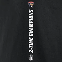 T-shirt à manches longues noir Fanatics pour homme, Panthers de la Floride, doubles champions Coupe Stanley, Conquest