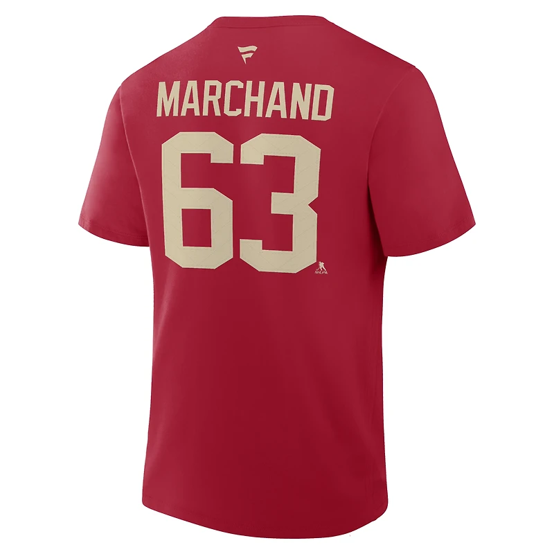 Men's Fanatics Brad Marchand Red Florida Panthers 2026 NHL Winter Classic Authentic Stack Name & Number T-Shirt