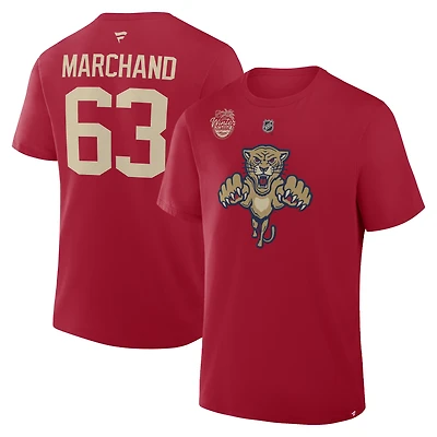 Men's Fanatics Brad Marchand Red Florida Panthers 2026 NHL Winter Classic Authentic Stack Name & Number T-Shirt