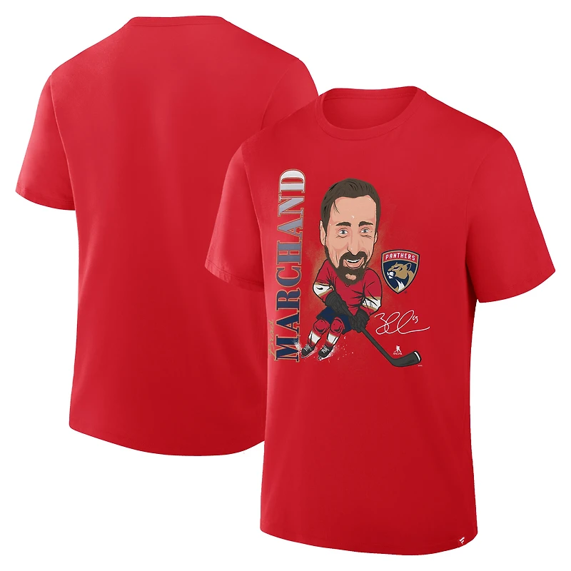 T-shirt caricatural rouge des Panthers de la Floride pour hommes Fanatics Brad Marchand