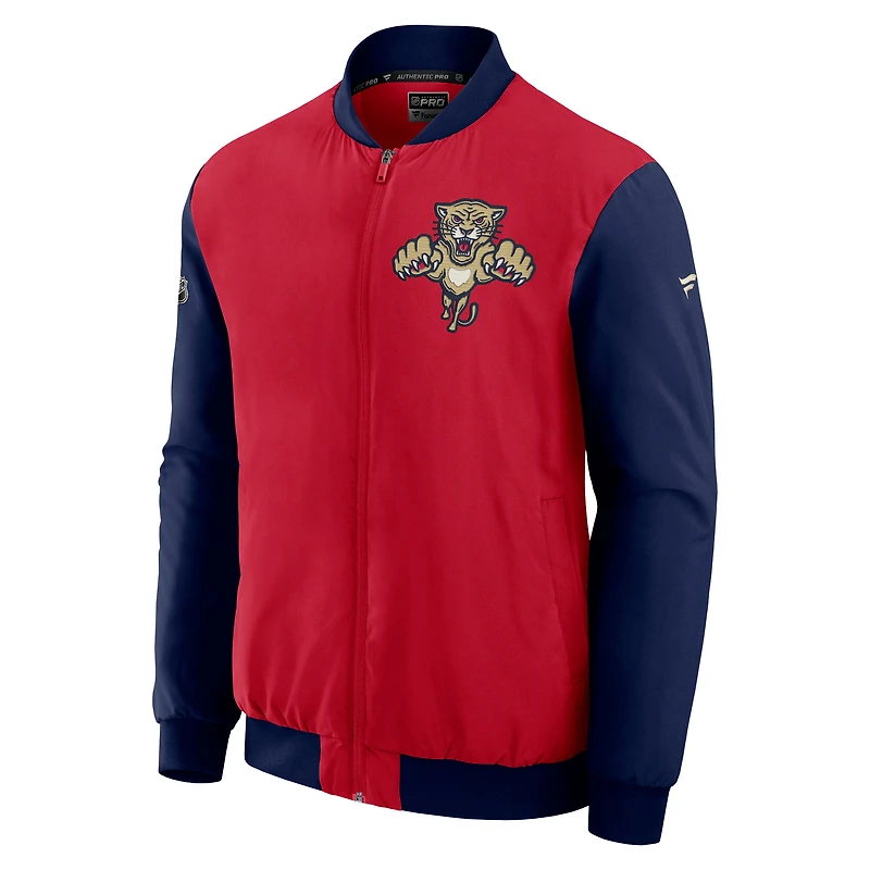Veste bomber authentique professionnelle zippée Fanatics Bright Cardinal Florida Panthers 2026 NHL Winter Classic pour homme