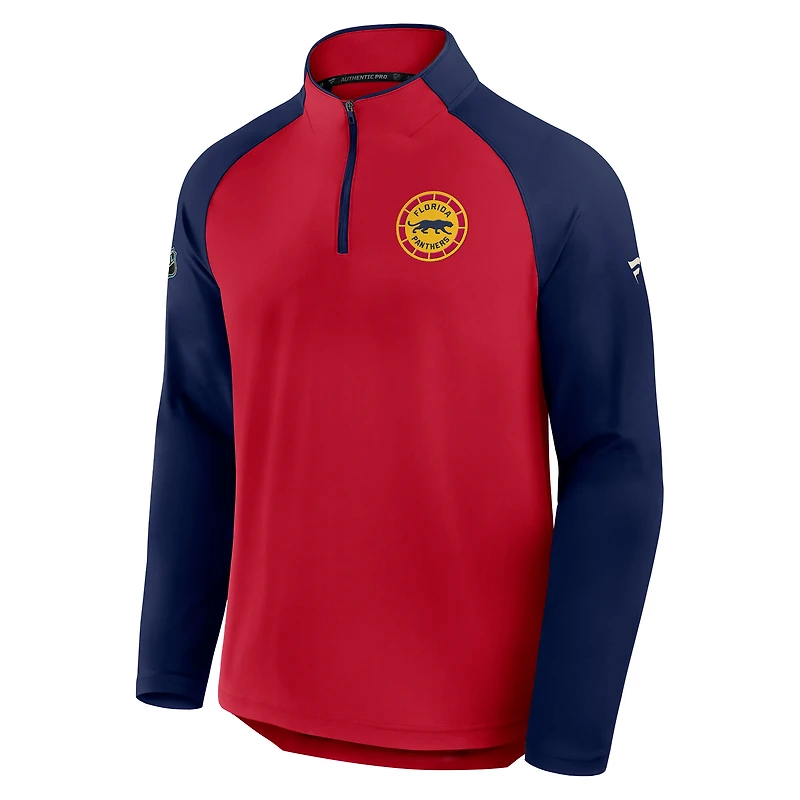 Pull authentique à quart de zip Fanatics Bright Cardinal Florida Panthers 2026 NHL Winter Classic pour homme