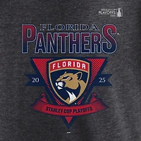 T-shirt tri-blend pour homme Fanatics Heather Charcoal des Panthers de la Floride, éliminatoires Coupe Stanley 2025, avec barre transversale