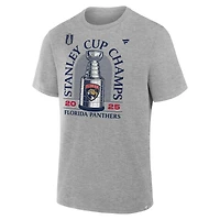 T-shirt Fanatics Heather Grey pour homme, champion de la Coupe Stanley 2025 des Panthers Floride, le vestiaire