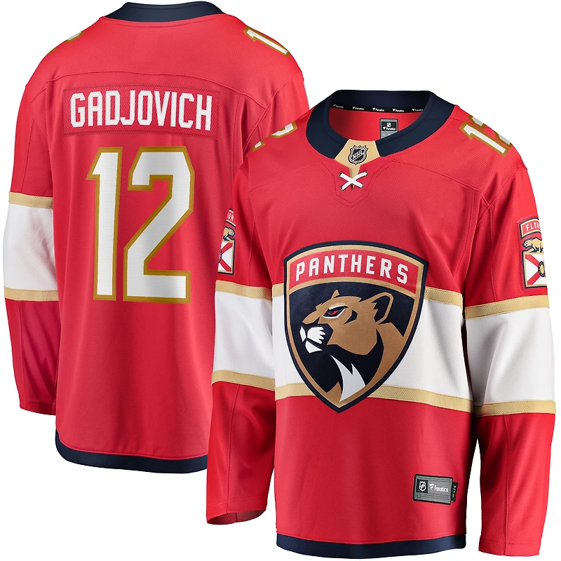 Fanatics pour hommes Jonah Gadjovich Rouge Maillot de joueur échappé des Panthers la Floride