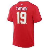 Men's Fanatics Matthew Tkachuk Red Florida Panthers Authentic Stack Name & Number T-Shirt