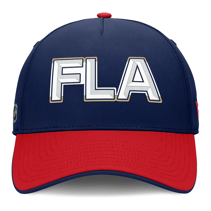 Casquette Fanatics pour homme bleu marine/rouge Florida Panthers Authentic Pro Rink Team Code Flex