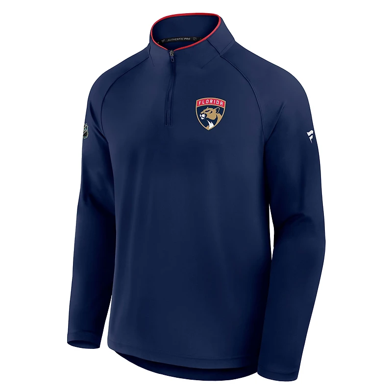 Men's Fanatics Navy Florida Panthers Authentic Pro Rink Training Quarter-Zip Pullover