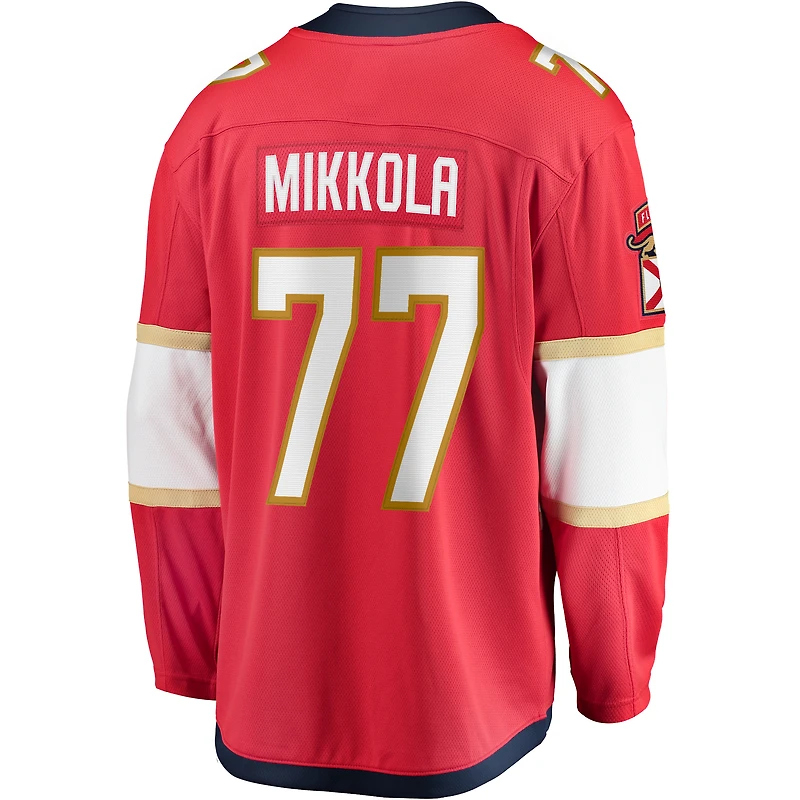 Fanatics pour hommes Niko Mikkola Rouge Maillot de joueur échappé des Panthers la Floride
