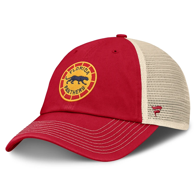 Casquette trucker ajustable Fanatics rouge/crème pour homme, Florida Panthers, Classique hivernale de la LNH 2026